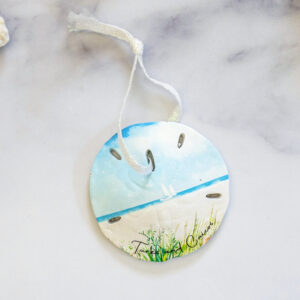 Turks & Caicos hand painted beach scene sand dollar ornament