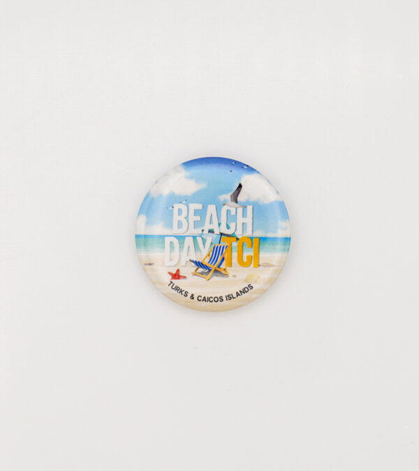 Beach day TCI button pin