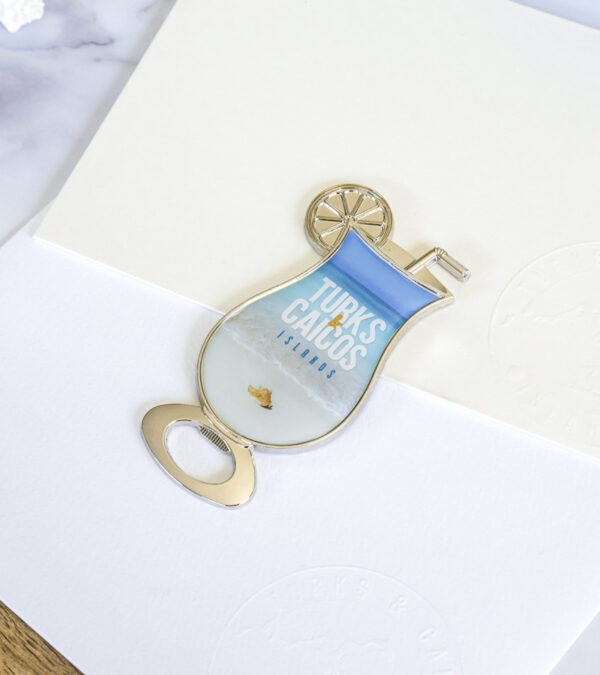 Turks & Caicos glass shaped magnetic bottle opener