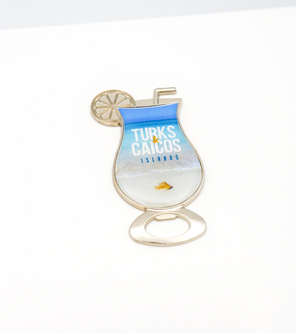 Turks & Caicos glass shaped magnetic bottle opener