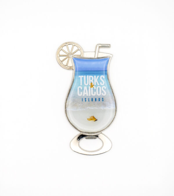 Turks & Caicos glass shaped magnetic bottle opener