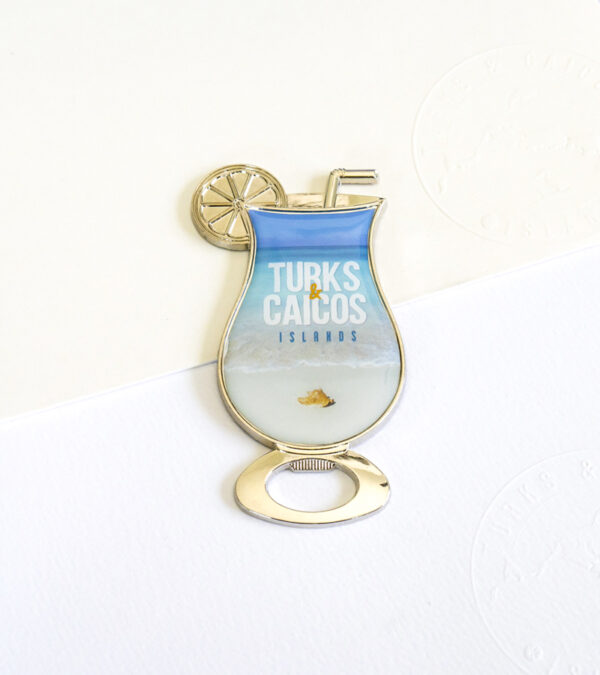 Turks & Caicos glass shaped magnetic bottle opener