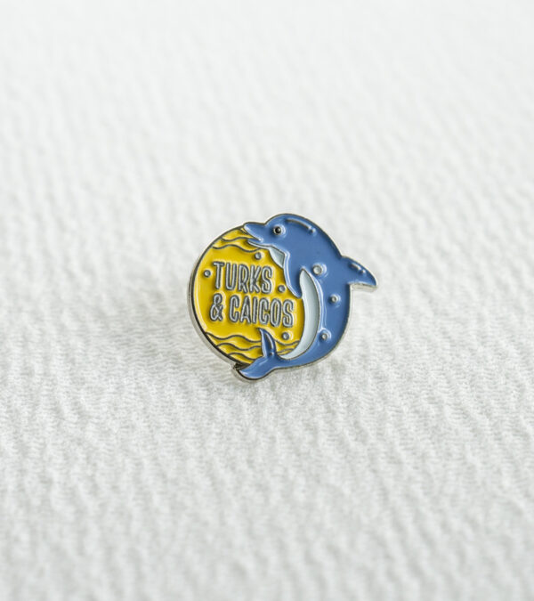 TCI blue dolphin enamel lapel pin