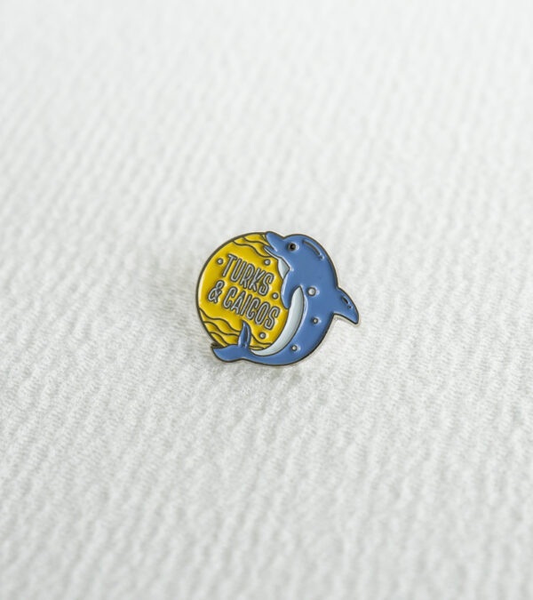 TCI blue dolphin enamel lapel pin