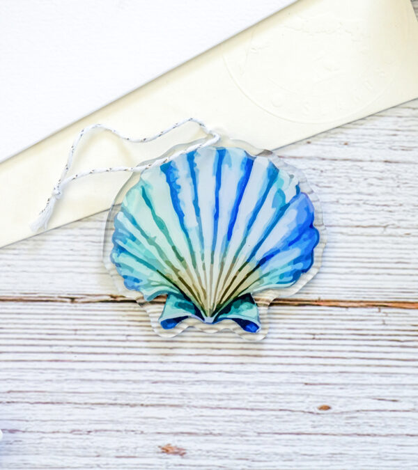 Colourful fan shell Turks & Caicos acrylic ornament