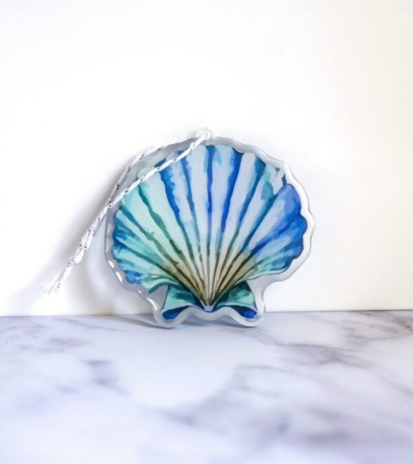 Colourful fan shell Turks & Caicos acrylic ornament