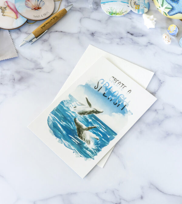 Create a splash, hand drawn Turks & Caicos greeting card