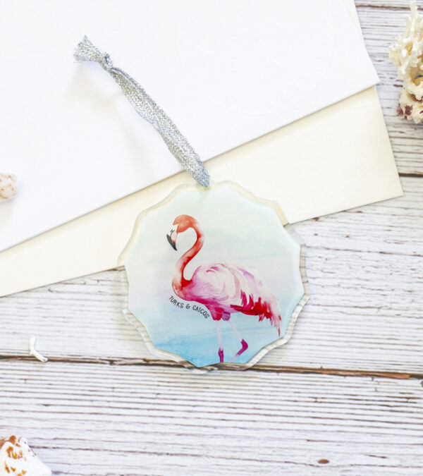 Turks & Caicos flamingo acrylic ornament