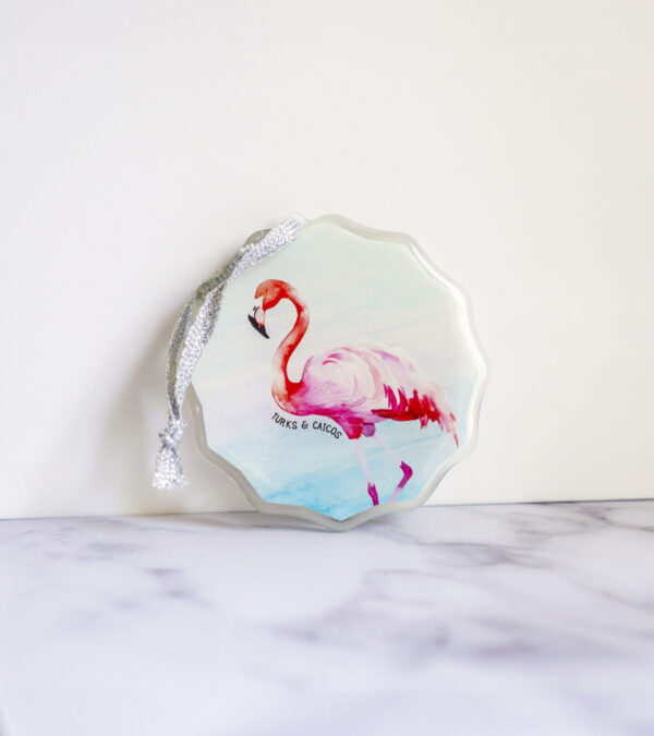 Turks & Caicos flamingo acrylic ornament