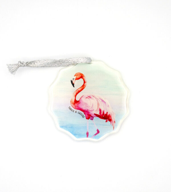 Turks & Caicos flamingo acrylic ornament