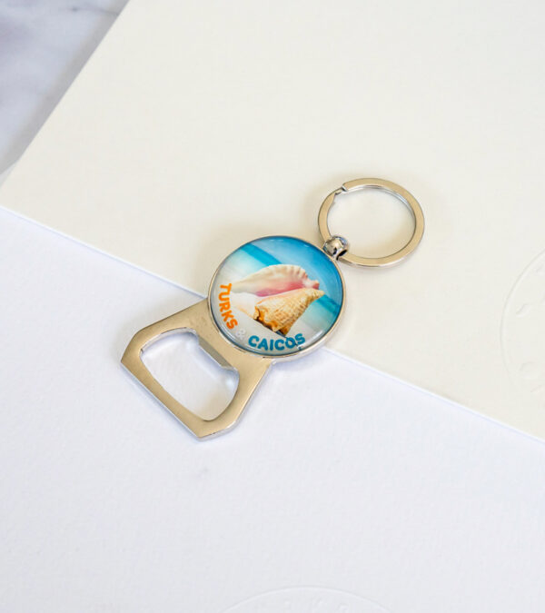 Conch shell - glass keychain bottle opener