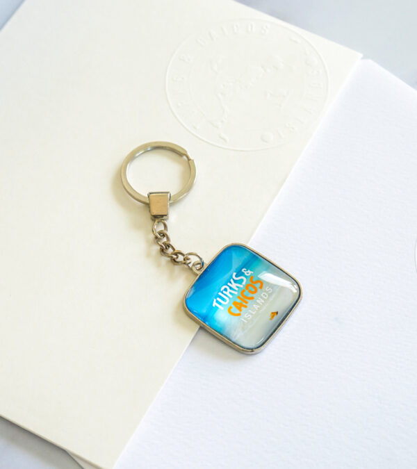 Turks & Caicos beach scene 2 glass keychain