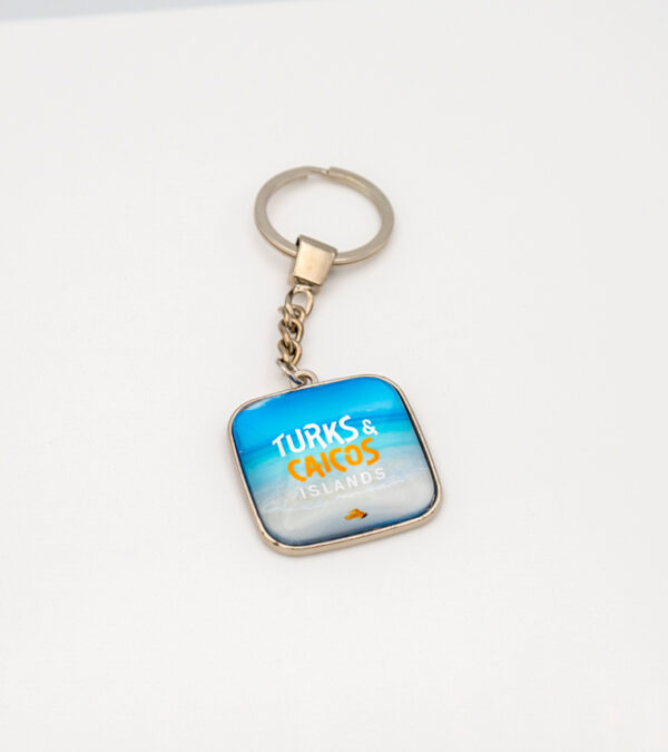 Turks & Caicos beach scene 2 glass keychain