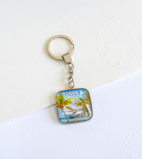 Grand Turk Cruise Centre, Turks & Caicos glass keychain