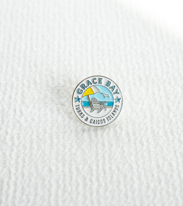 Grace Bay beach chair enamel lapel pin