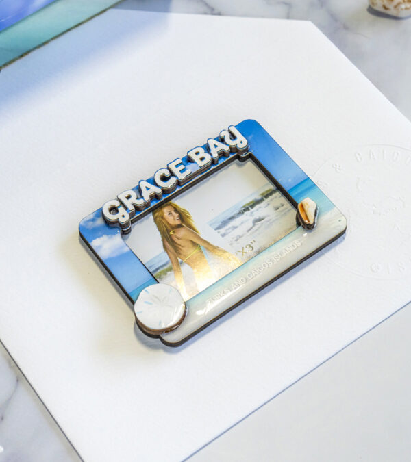 Grace Bay, Turks & Caicos wooden magnetic photo frame 3x2