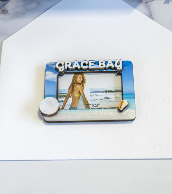 Grace Bay, Turks & Caicos wooden magnetic photo frame 3x2