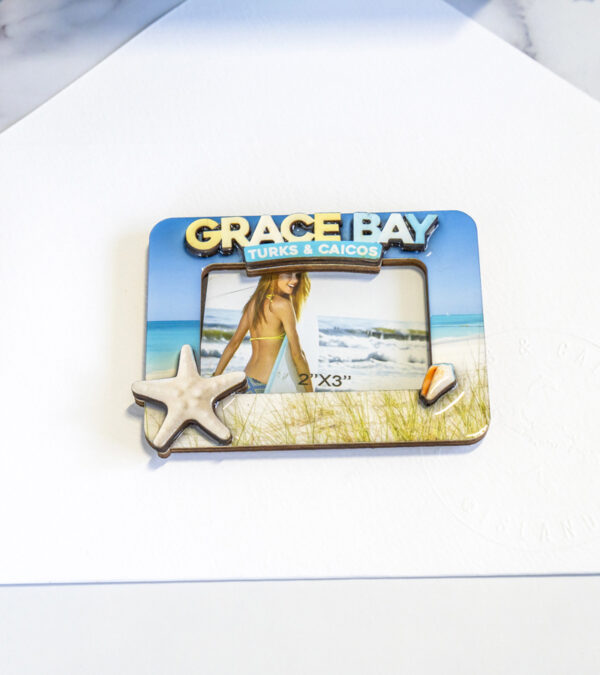 Grace Bay, Turks & Caicos wooden magnetic photo frame 3x2