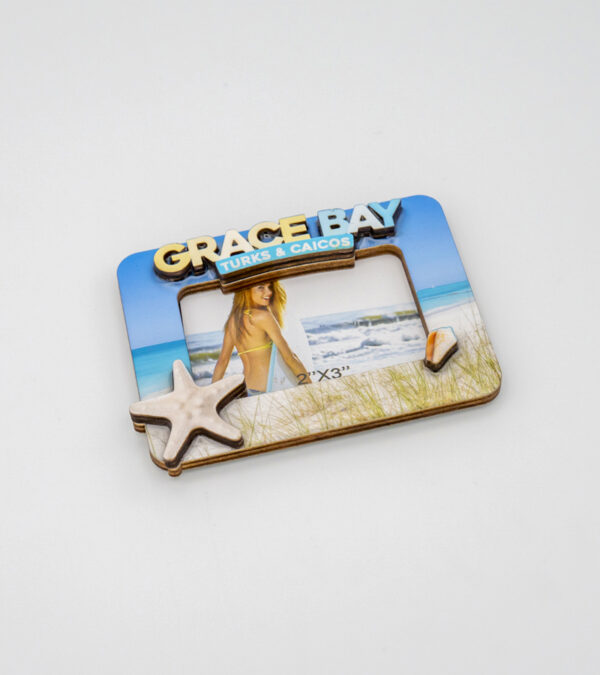 Grace Bay, Turks & Caicos wooden magnetic photo frame 3x2