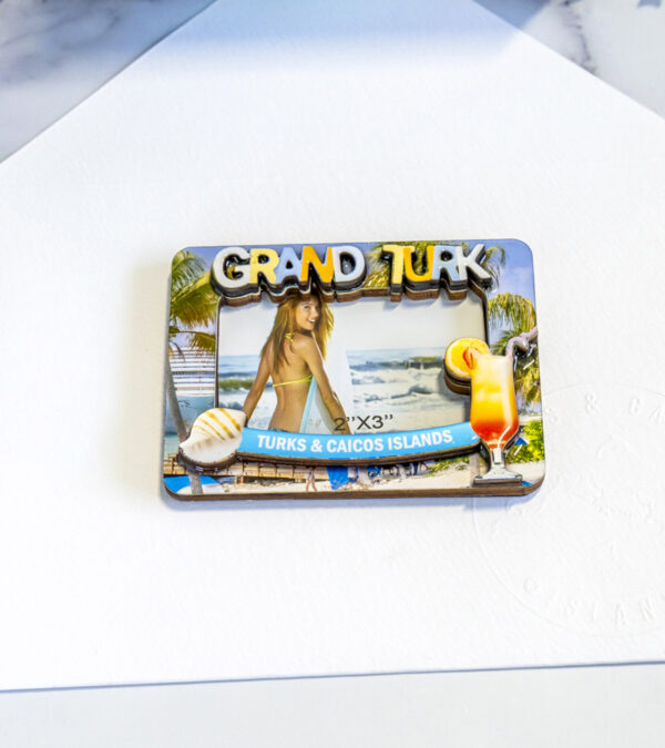 Grand Turk, Turks & Caicos wooden magnetic photo frame 3x2