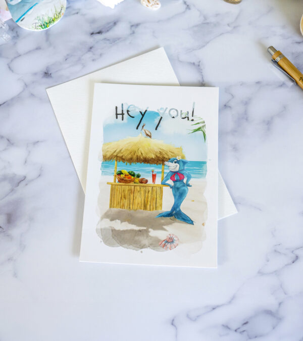 Hey you - female shark, Turks & Caicos greeting card