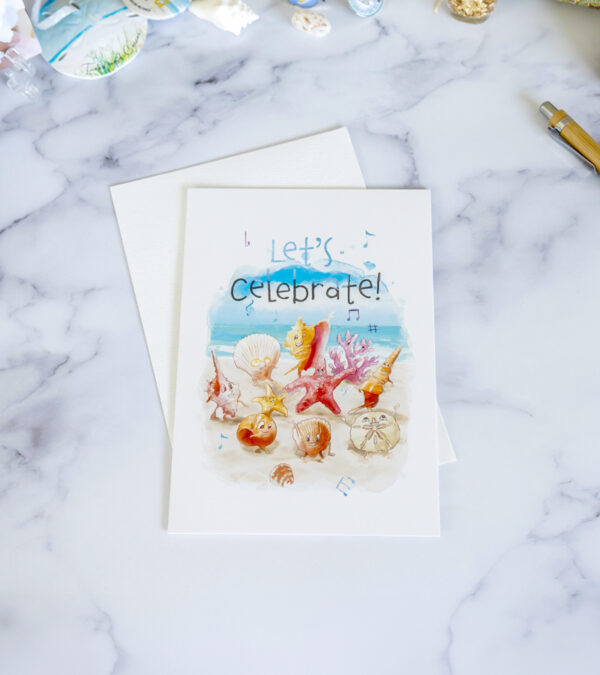 Let's celebrate - hand drawn Turks & Caicos greeting card