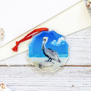 Turks & Caicos brown pelican acrylic ornament