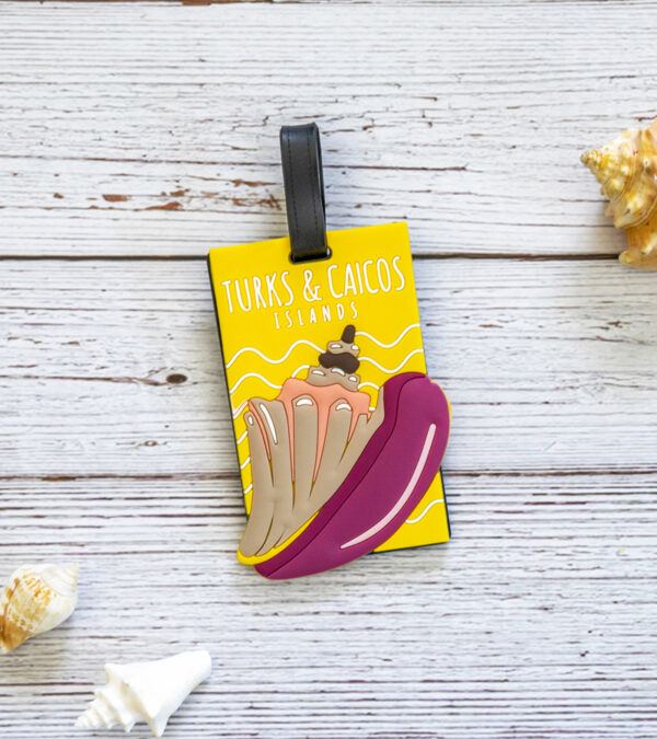 Turks & Caicos conch shell luggage tag