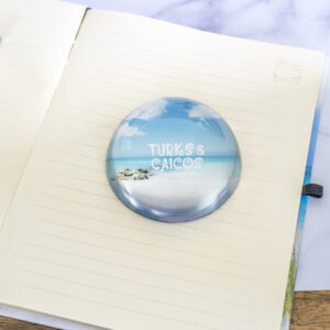 Turks & Caicos beach scene glass paperweight