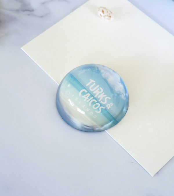 Turks & Caicos beaches glass paperweight