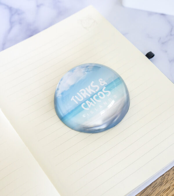 Turks & Caicos beaches glass paperweight