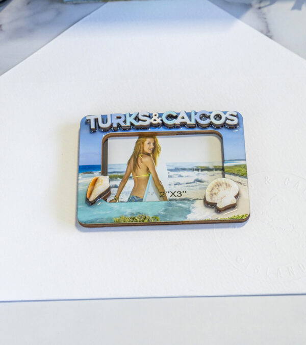 Turks & Caicos magnetic wooden photo frame 3x2 size