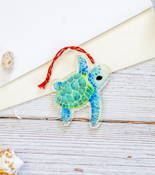 Turks & Caicos turtle shape acrylic ornament