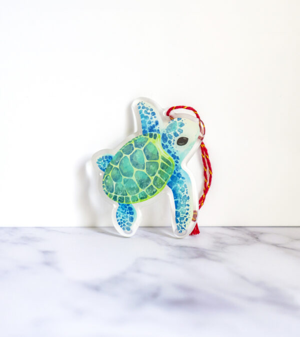 Turks & Caicos turtle shape acrylic ornament