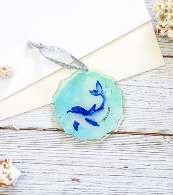 Watercolour dolphin acrylic ornament