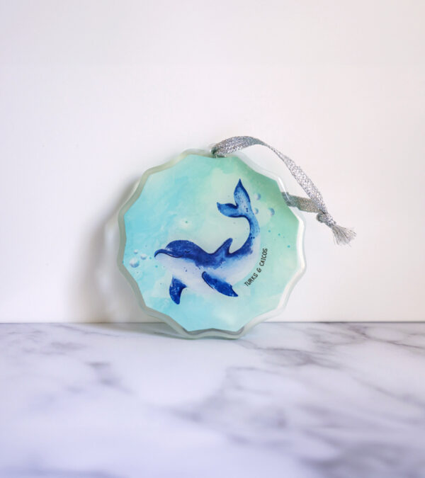 Watercolour dolphin acrylic ornament