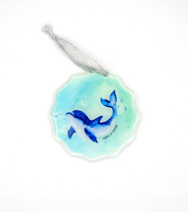 Watercolour dolphin acrylic ornament