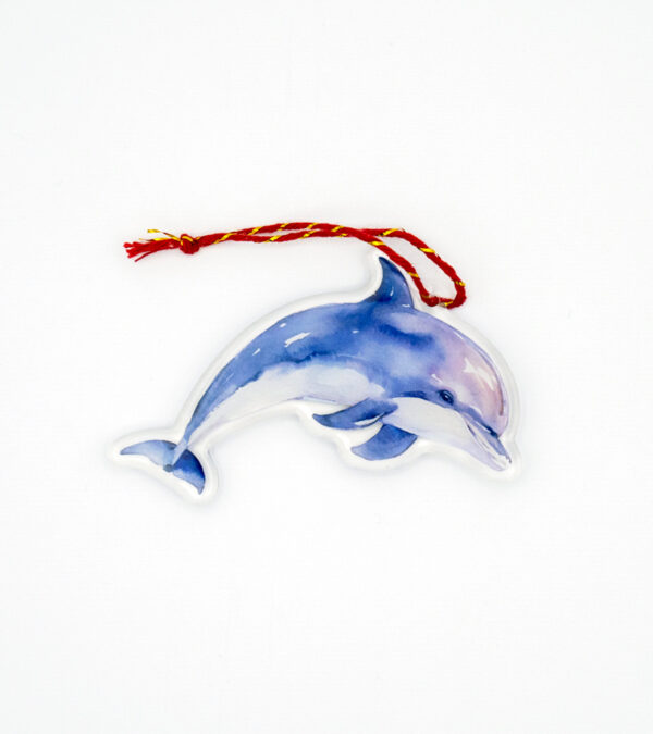 Watercolour Turks & Caicos dolphin shape acrylic ornament