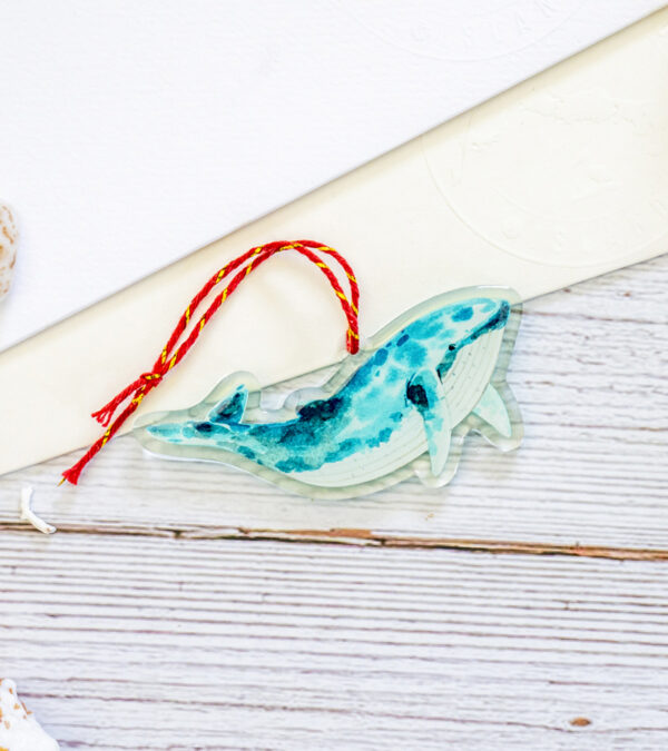 Turks & Caicos humpback whale shape acrylic ornament