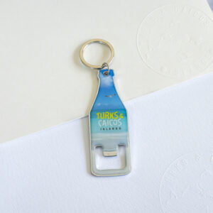 Turks & Caicos Beach scene metal keychain bottle opener