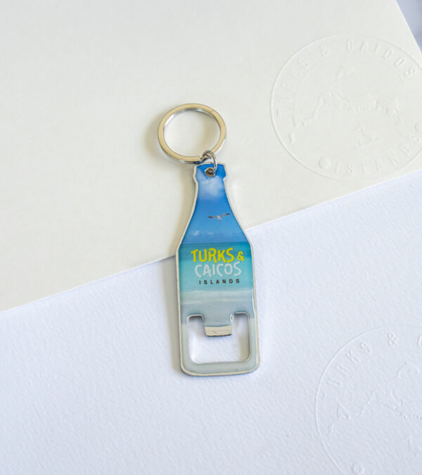 Turks & Caicos Beach scene metal keychain bottle opener