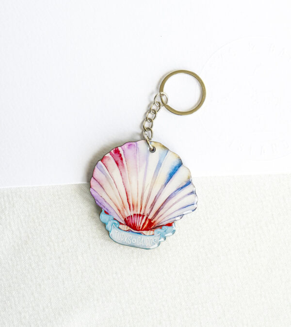 Colourful shell wooden keychain