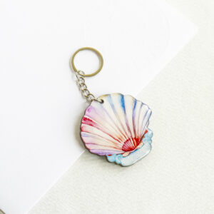 Colourful shell wooden keychain