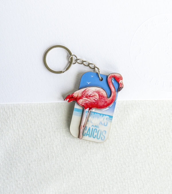 TCI Flamingo wooden keychain