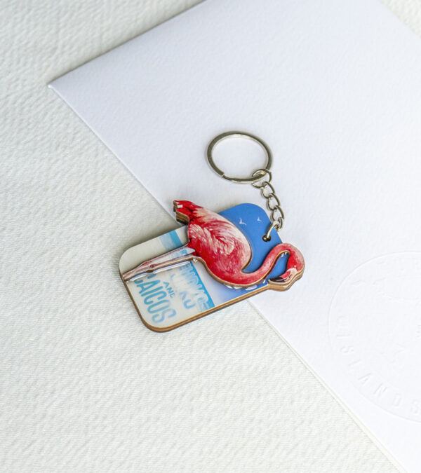 TCI Flamingo wooden keychain