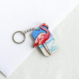 TCI Flamingo wooden keychain