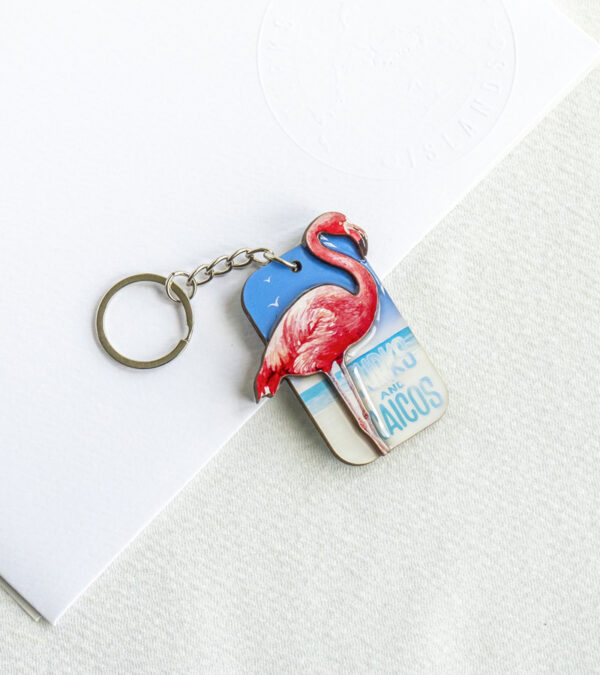 TCI Flamingo wooden keychain