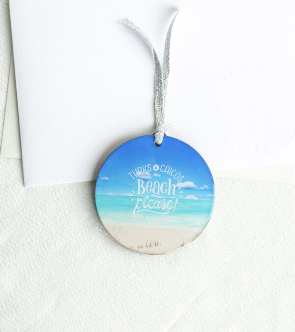 TCI beach please wooden ornament