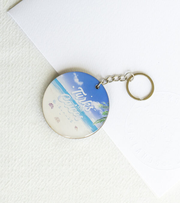 TCI beach wooden keychain