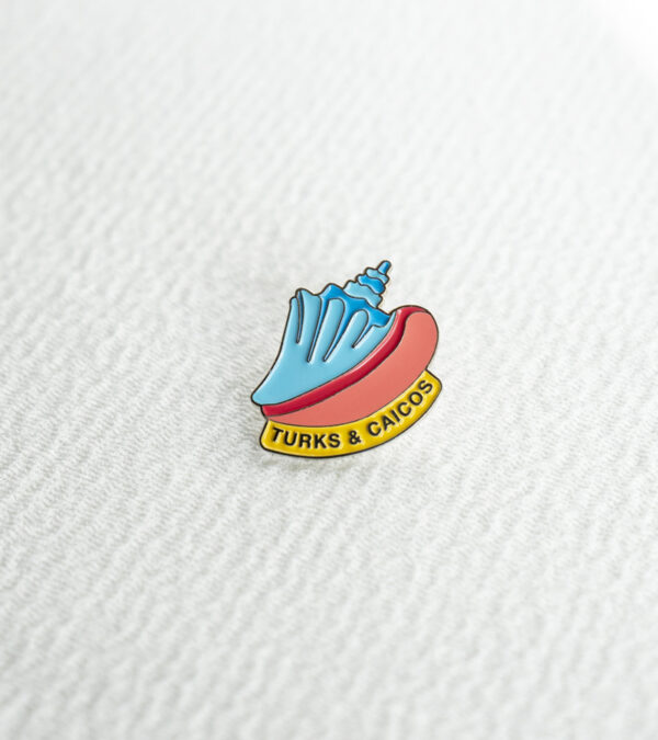 TCI blue conch shell enamel lapel pin